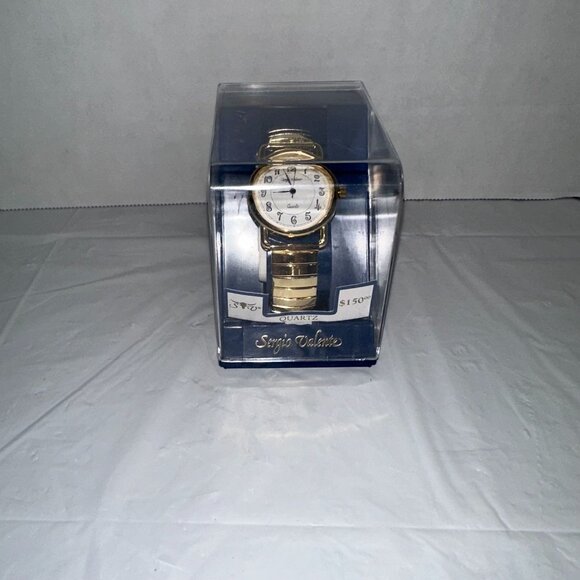 Sergio Valente Quartz Gold-Tone Watch In Display Case - Picture 1 of 4